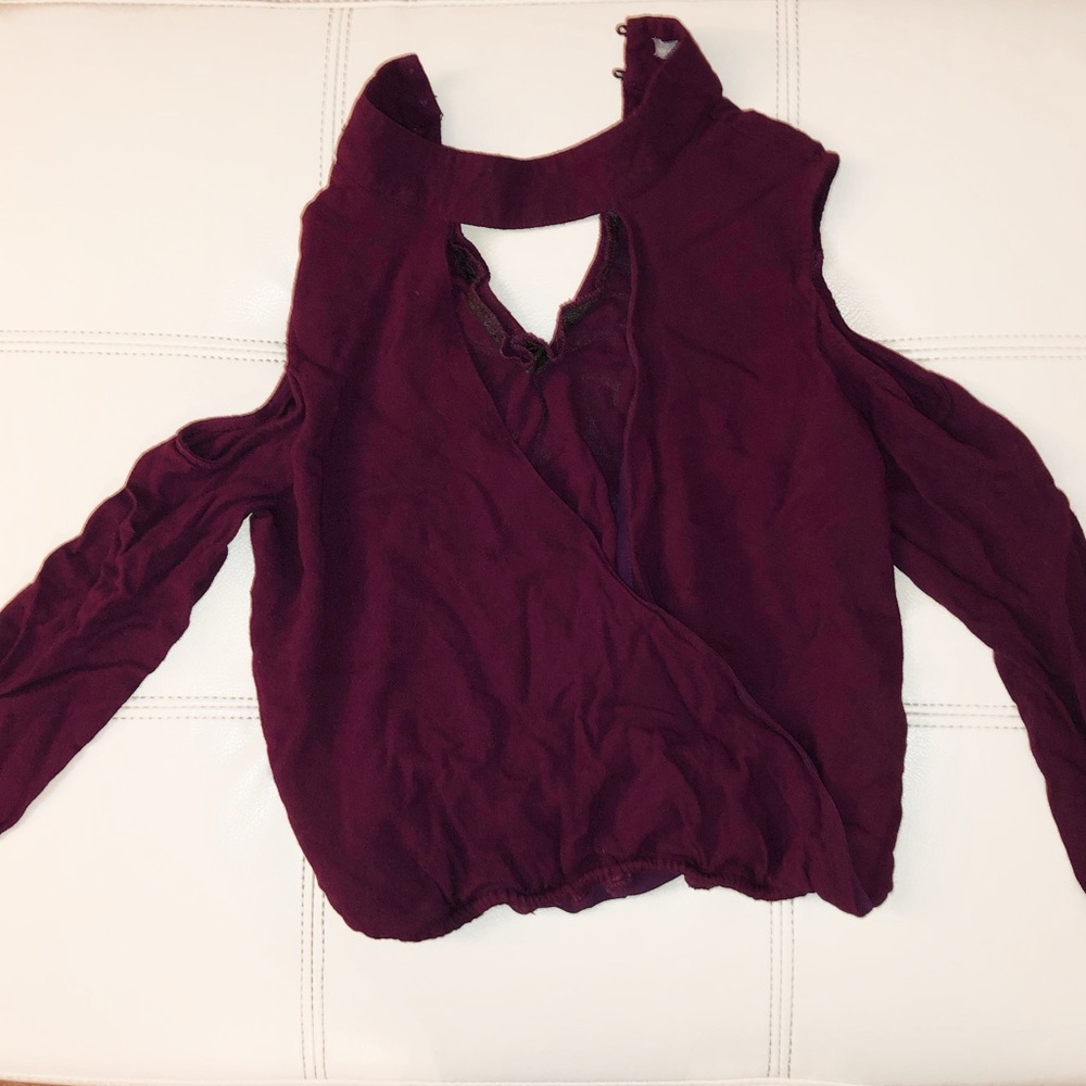 Charlotte Russe Open Crossover Cold Shoulder Top